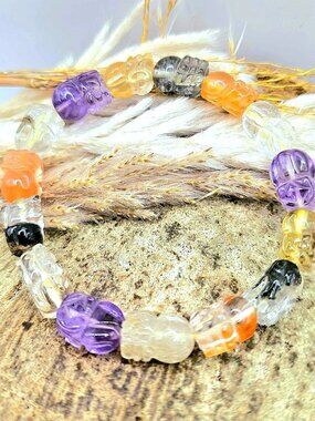 Natural High Grade Mixed Gemstones Carved Blessing Pi Xiu Bracelet
